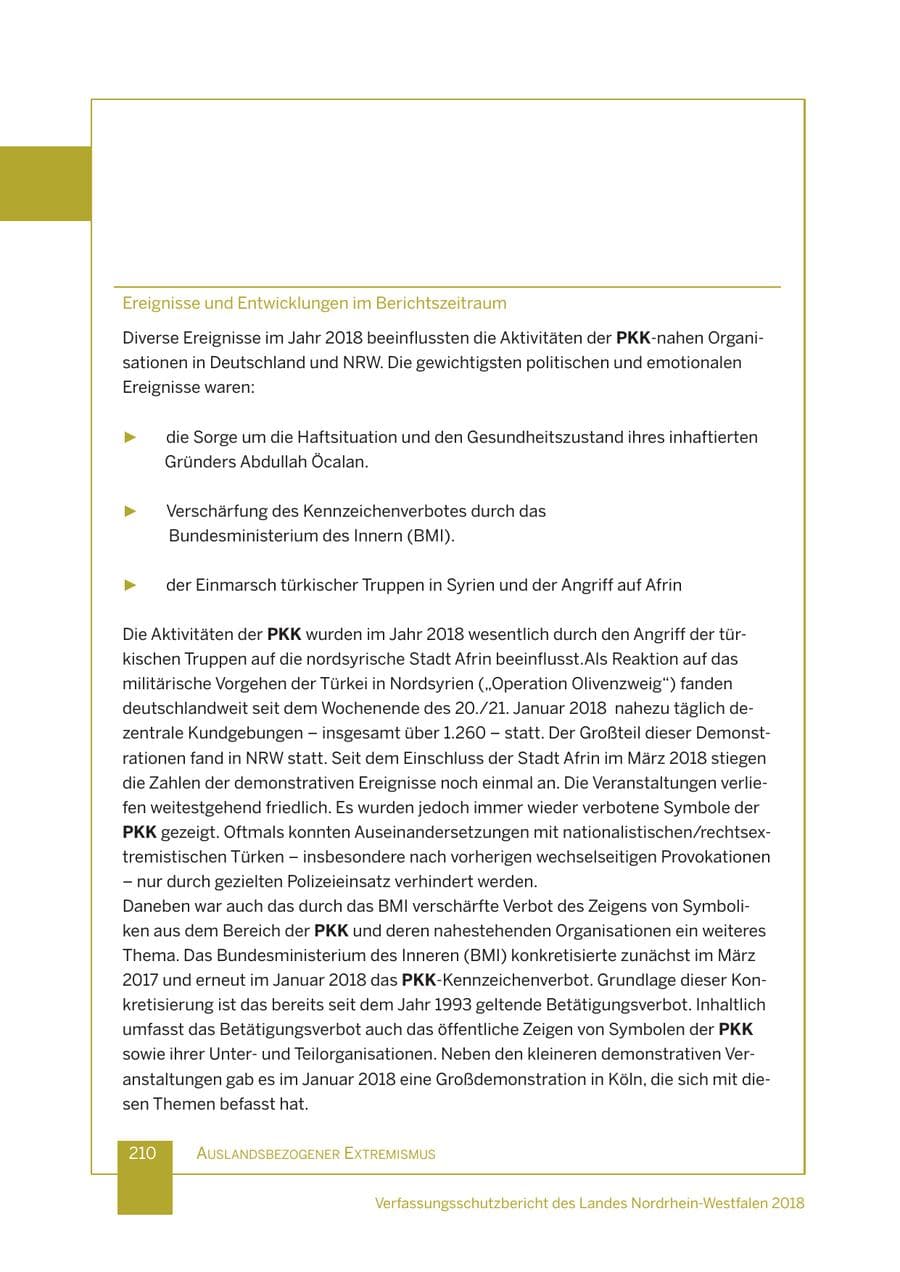 Seite 211 des Verfassungsschutzbericht 2018 Nordrhein-Westfalen