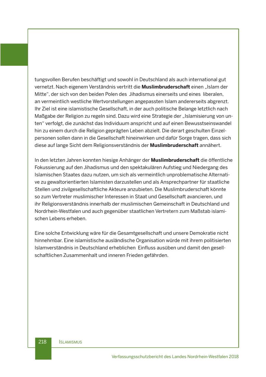 Seite 219 des Verfassungsschutzbericht 2018 Nordrhein-Westfalen