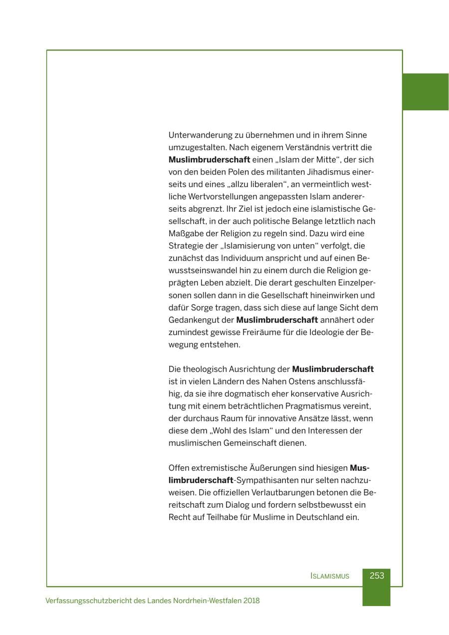 Seite 254 des Verfassungsschutzbericht 2018 Nordrhein-Westfalen