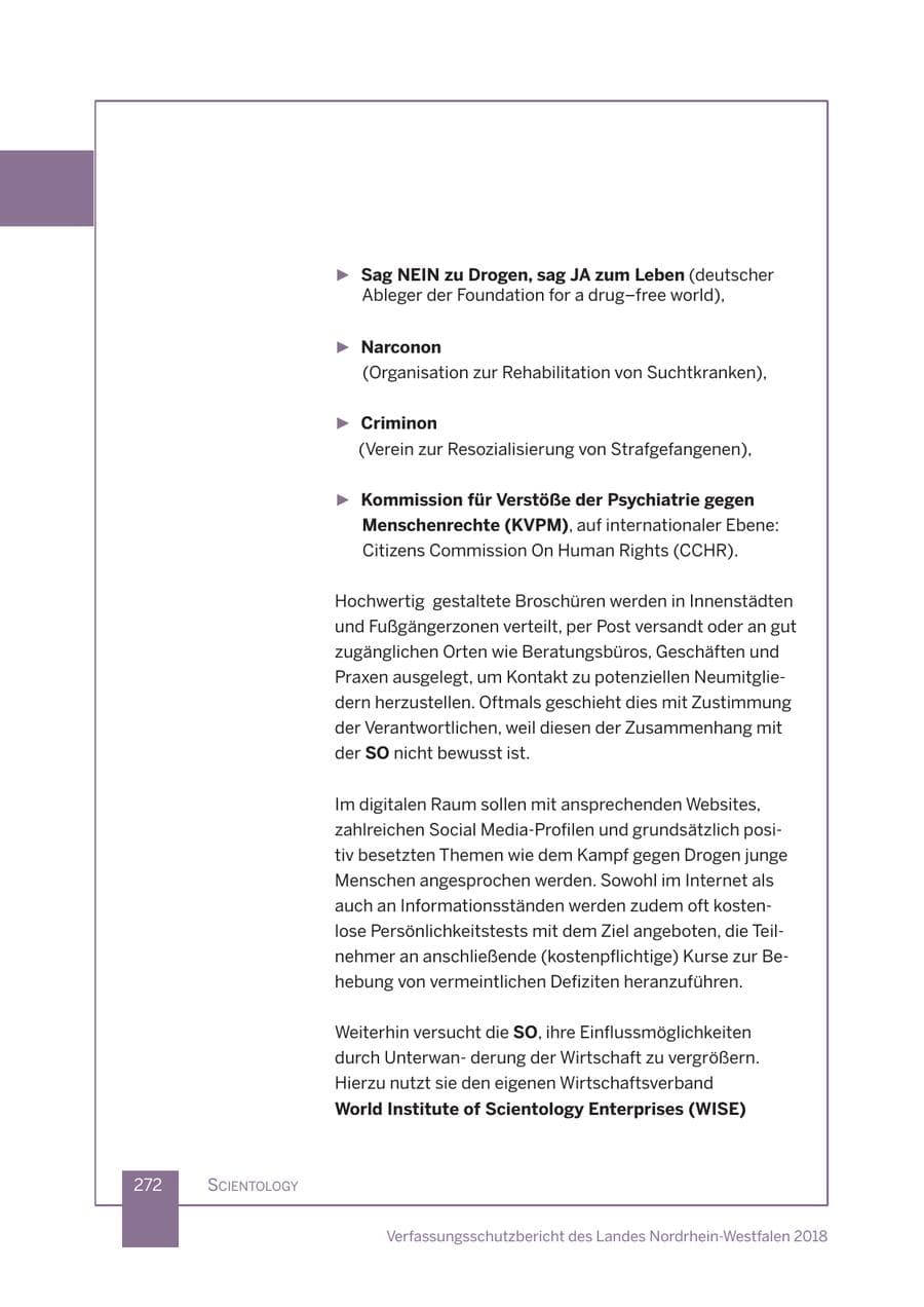 Seite 273 des Verfassungsschutzbericht 2018 Nordrhein-Westfalen