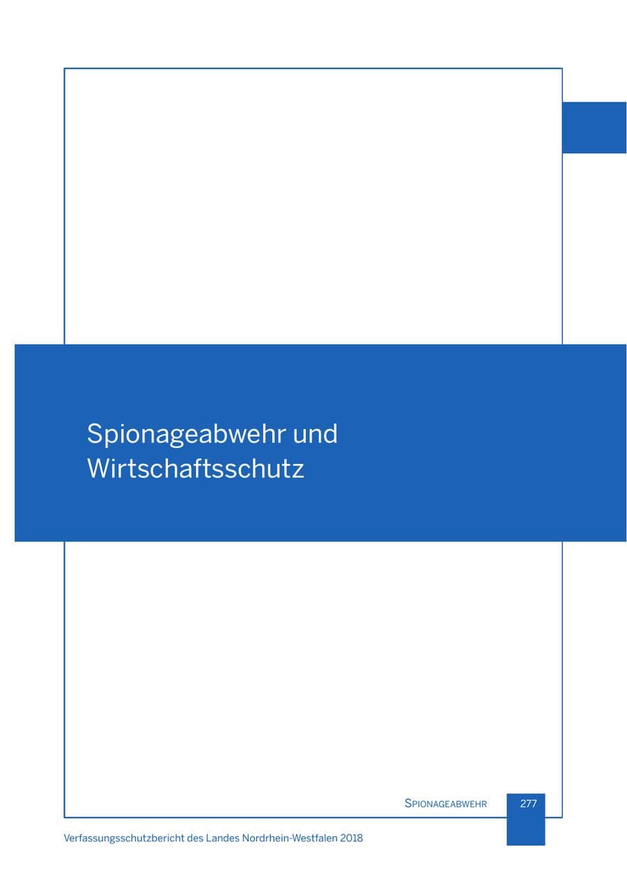 Seite 278 des Verfassungsschutzbericht 2018 Nordrhein-Westfalen
