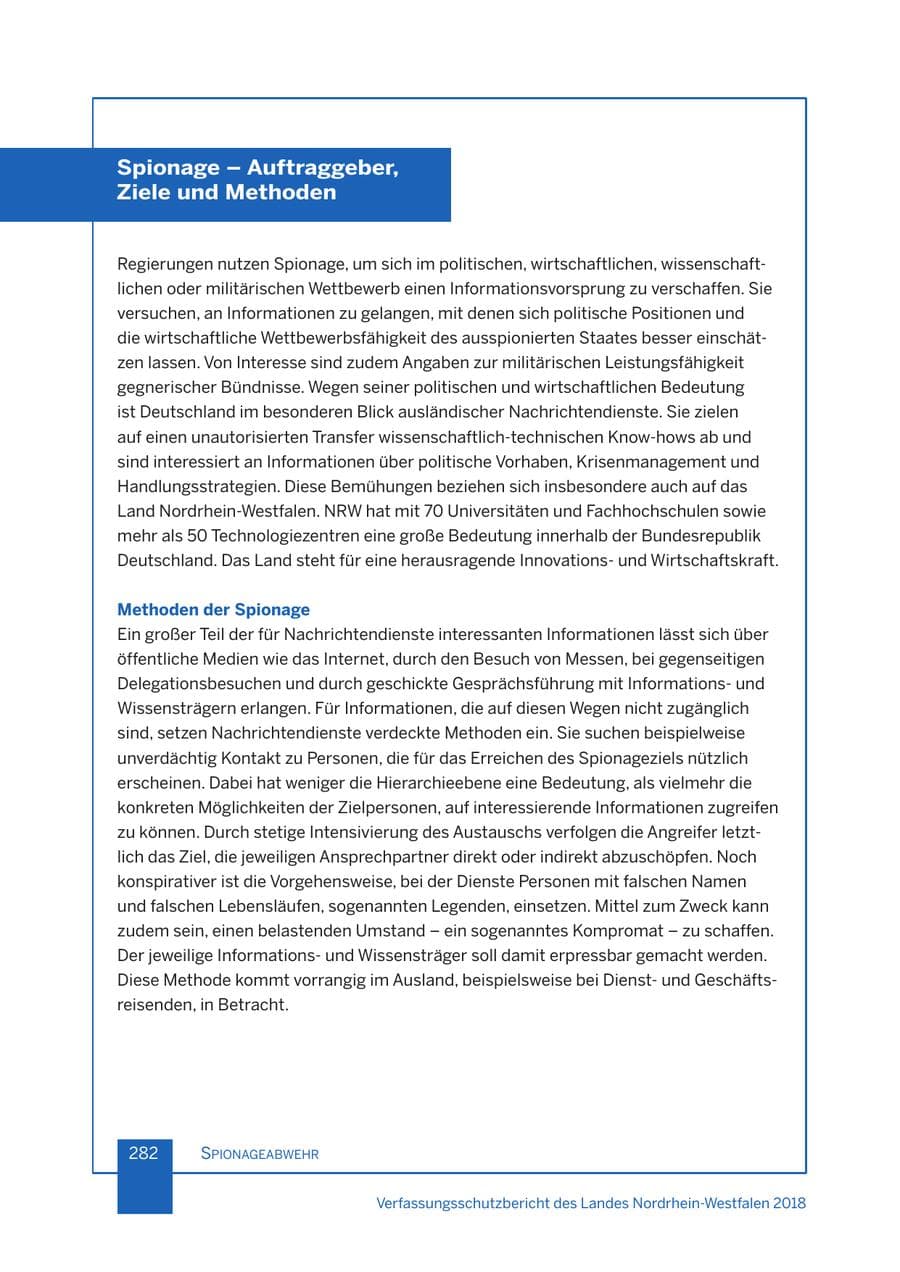 Seite 283 des Verfassungsschutzbericht 2018 Nordrhein-Westfalen