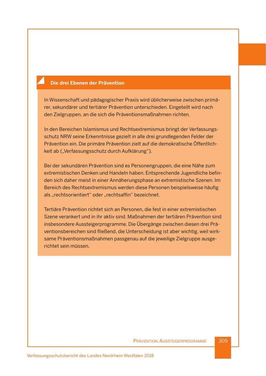 Seite 310 des Verfassungsschutzbericht 2018 Nordrhein-Westfalen