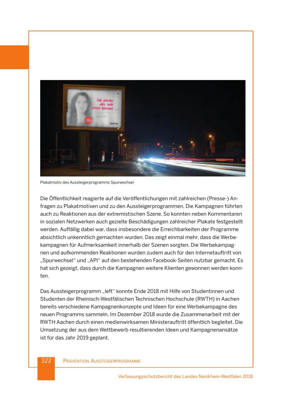 Seite 323 des Verfassungsschutzbericht 2018 Nordrhein-Westfalen