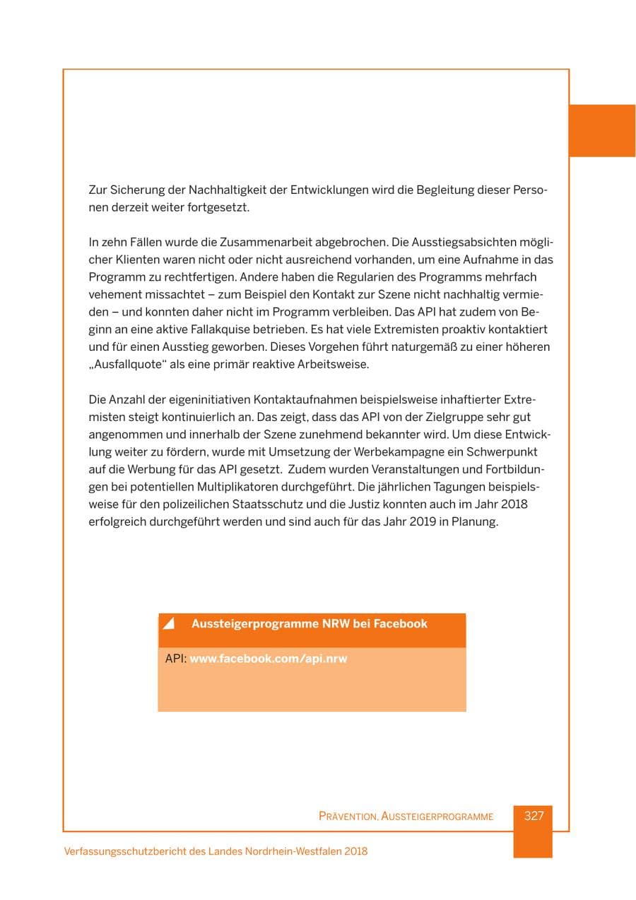 Seite 328 des Verfassungsschutzbericht 2018 Nordrhein-Westfalen