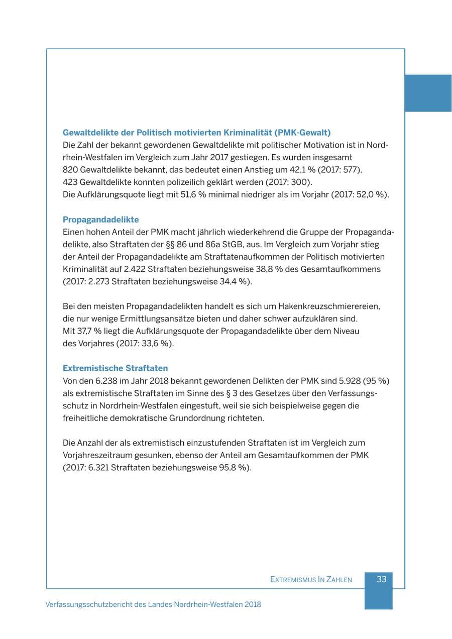 Seite 34 des Verfassungsschutzbericht 2018 Nordrhein-Westfalen
