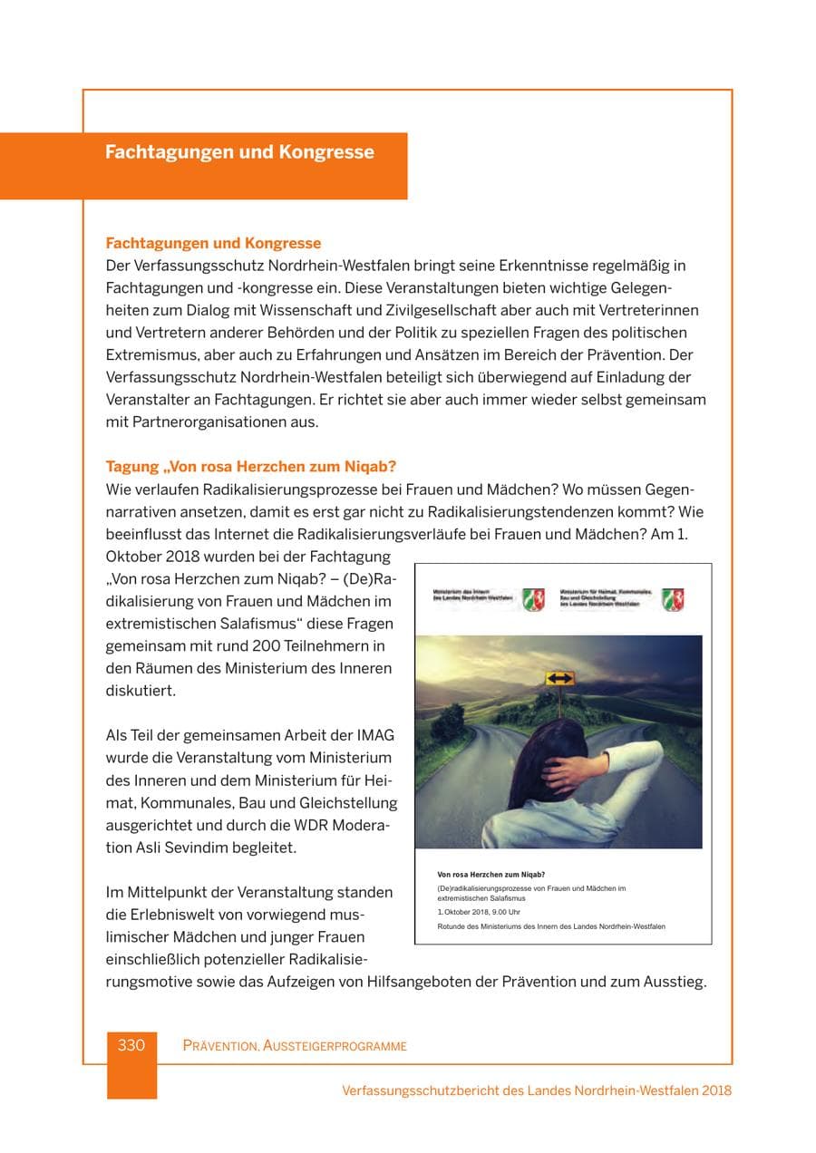Seite 331 des Verfassungsschutzbericht 2018 Nordrhein-Westfalen