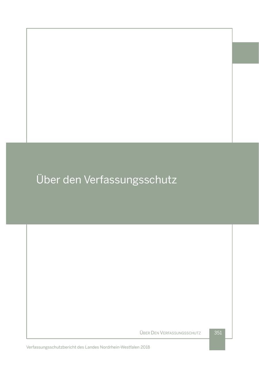 Seite 352 des Verfassungsschutzbericht 2018 Nordrhein-Westfalen