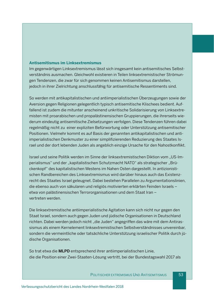 Seite 54 des Verfassungsschutzbericht 2018 Nordrhein-Westfalen