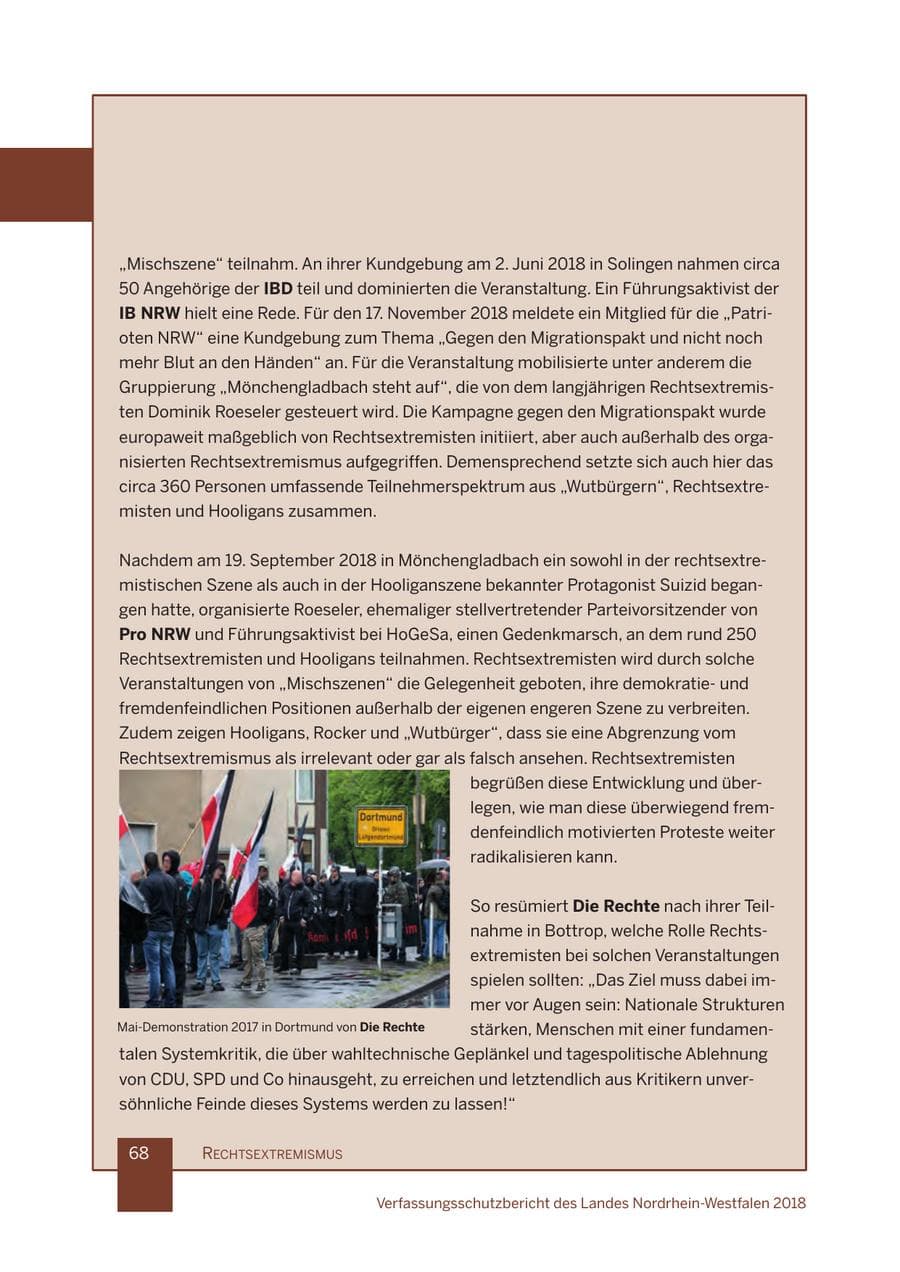 Seite 69 des Verfassungsschutzbericht 2018 Nordrhein-Westfalen