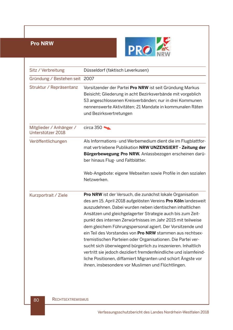 Seite 81 des Verfassungsschutzbericht 2018 Nordrhein-Westfalen