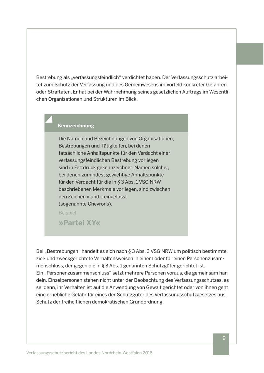 Seite 10 des Verfassungsschutzbericht 2018 Nordrhein-Westfalen