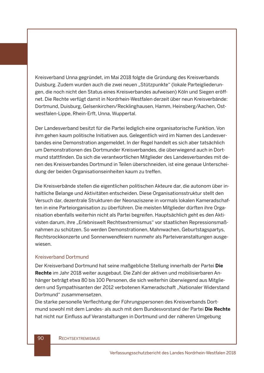 Seite 91 des Verfassungsschutzbericht 2018 Nordrhein-Westfalen