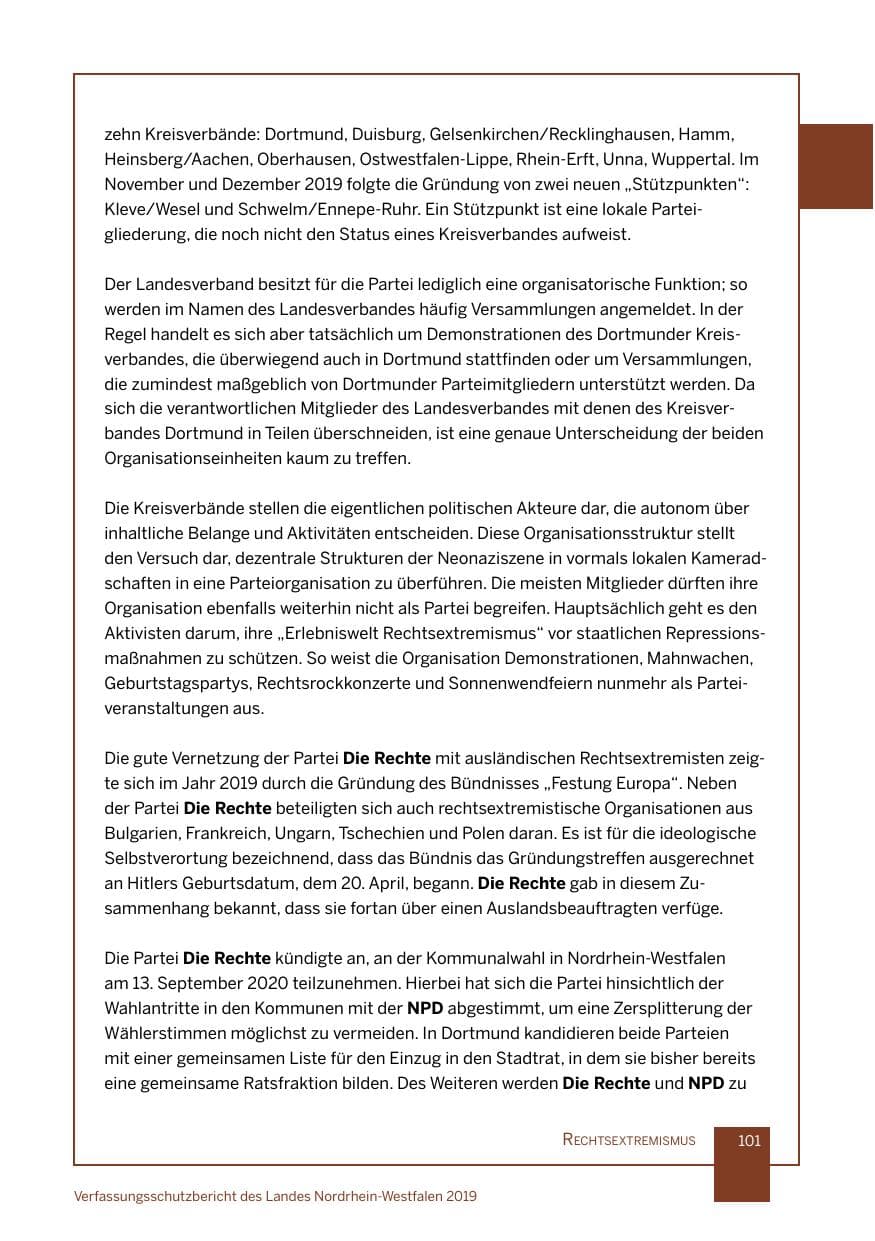 Seite 101 des Verfassungsschutzbericht 2019 Nordrhein-Westfalen