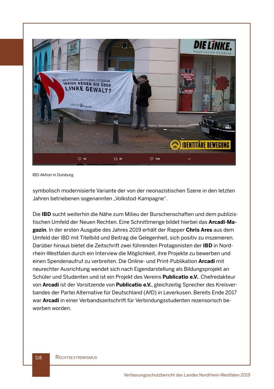 Seite 118 des Verfassungsschutzbericht 2019 Nordrhein-Westfalen