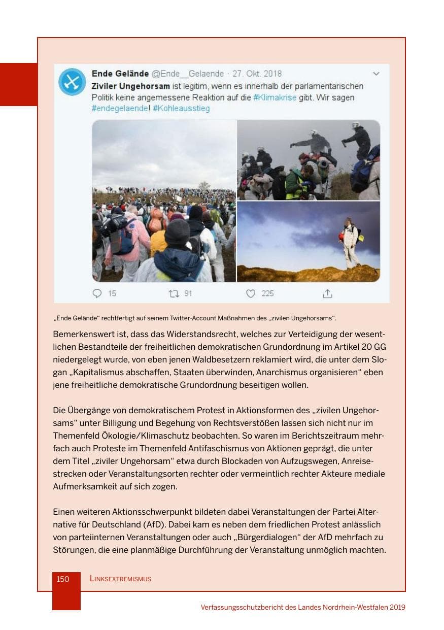 Seite 150 des Verfassungsschutzbericht 2019 Nordrhein-Westfalen