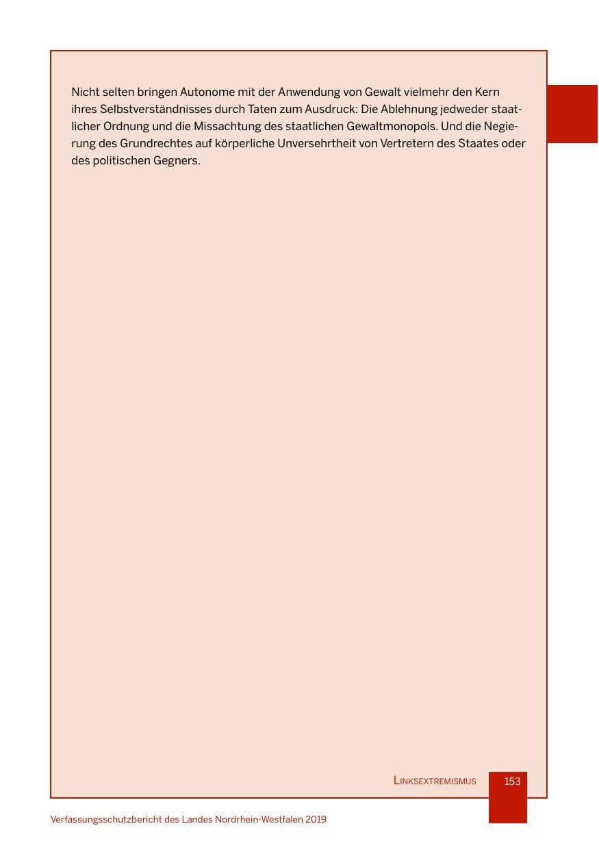 Seite 153 des Verfassungsschutzbericht 2019 Nordrhein-Westfalen