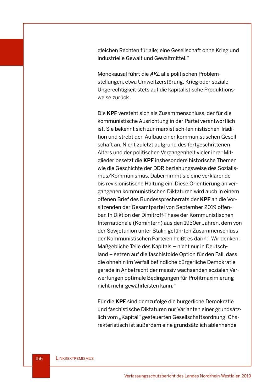 Seite 156 des Verfassungsschutzbericht 2019 Nordrhein-Westfalen