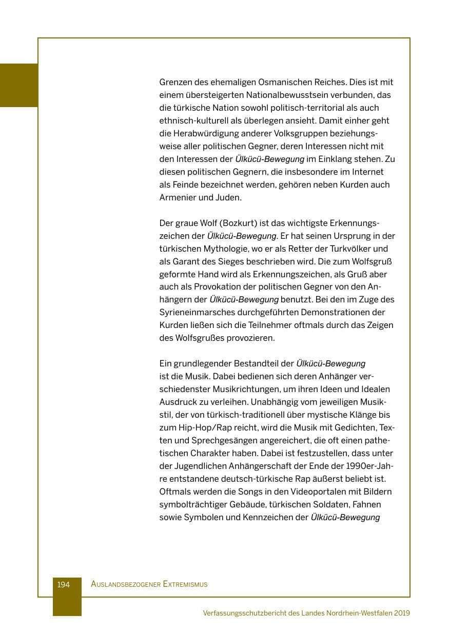 Seite 194 des Verfassungsschutzbericht 2019 Nordrhein-Westfalen