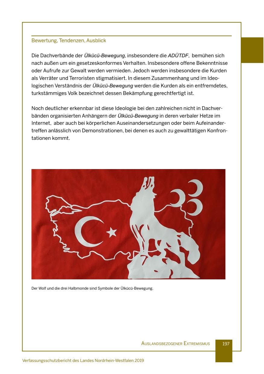 Seite 197 des Verfassungsschutzbericht 2019 Nordrhein-Westfalen