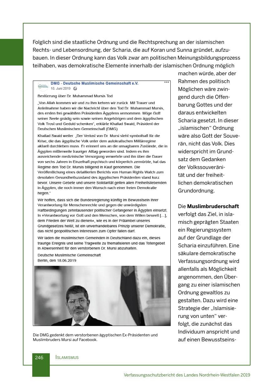 Seite 246 des Verfassungsschutzbericht 2019 Nordrhein-Westfalen