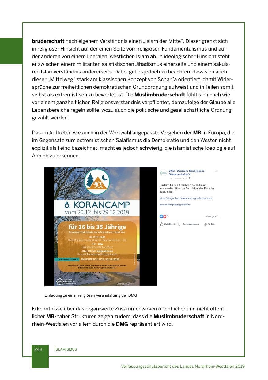 Seite 248 des Verfassungsschutzbericht 2019 Nordrhein-Westfalen