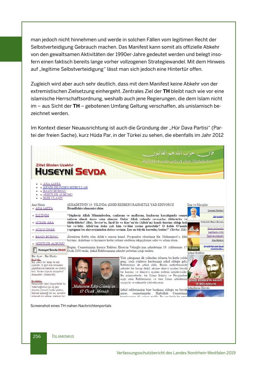Seite 256 des Verfassungsschutzbericht 2019 Nordrhein-Westfalen