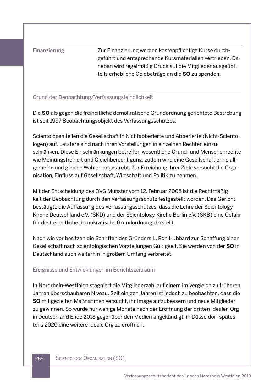 Seite 268 des Verfassungsschutzbericht 2019 Nordrhein-Westfalen