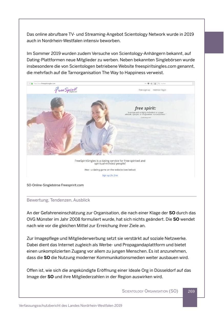 Seite 269 des Verfassungsschutzbericht 2019 Nordrhein-Westfalen