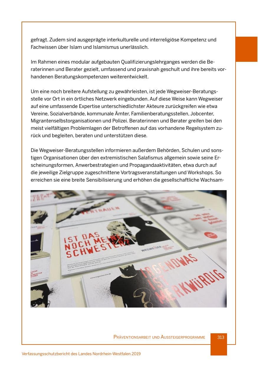 Seite 313 des Verfassungsschutzbericht 2019 Nordrhein-Westfalen