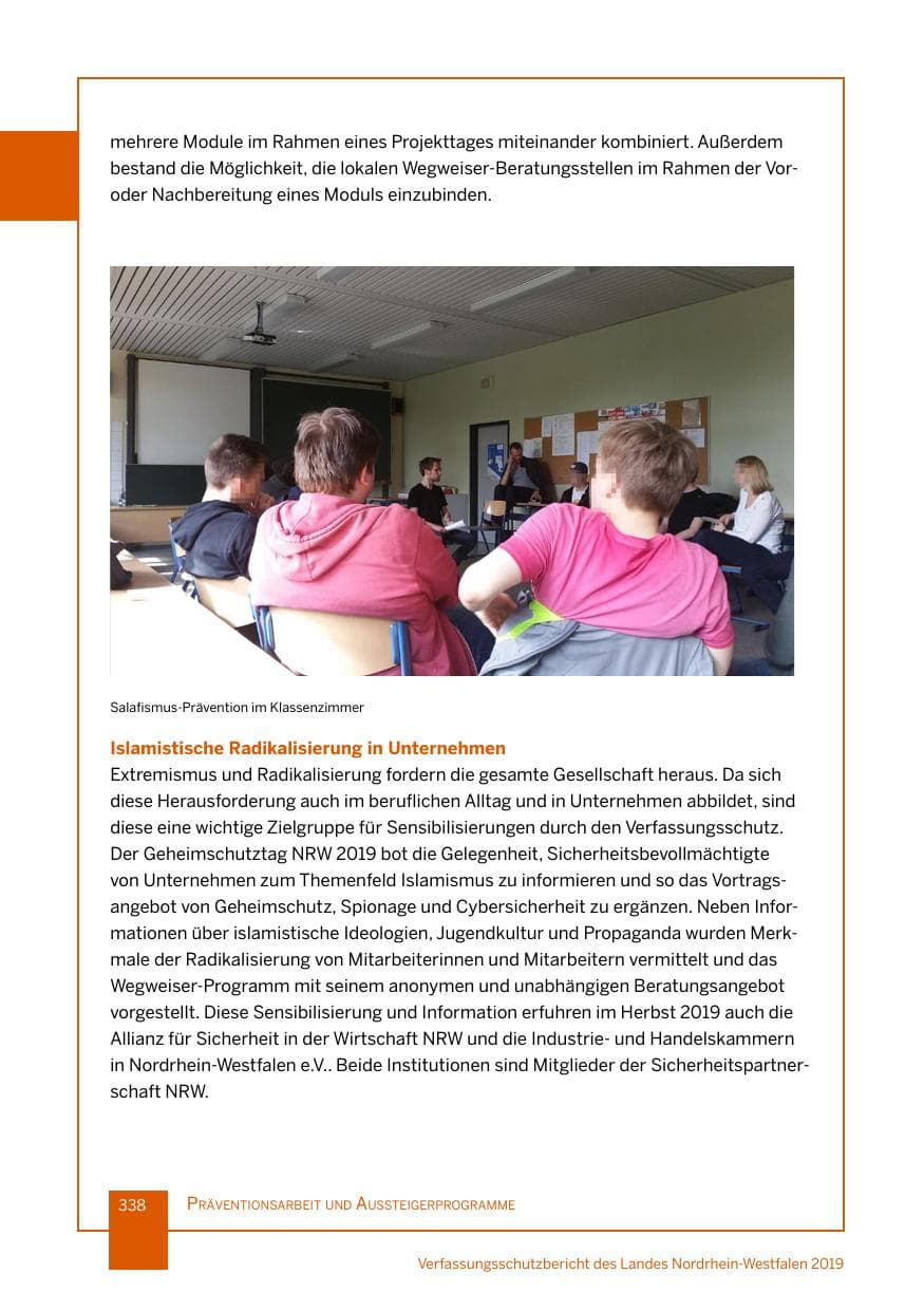 Seite 338 des Verfassungsschutzbericht 2019 Nordrhein-Westfalen
