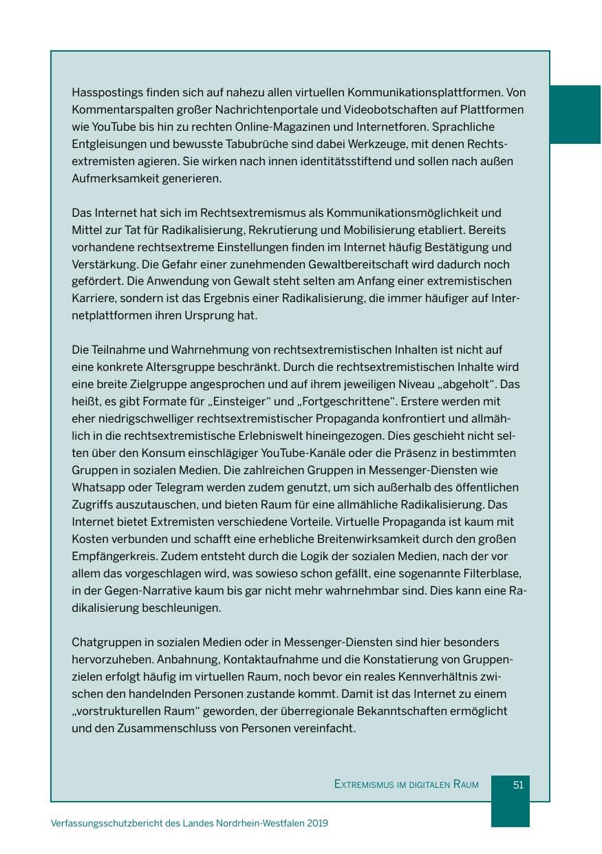 Seite 51 des Verfassungsschutzbericht 2019 Nordrhein-Westfalen