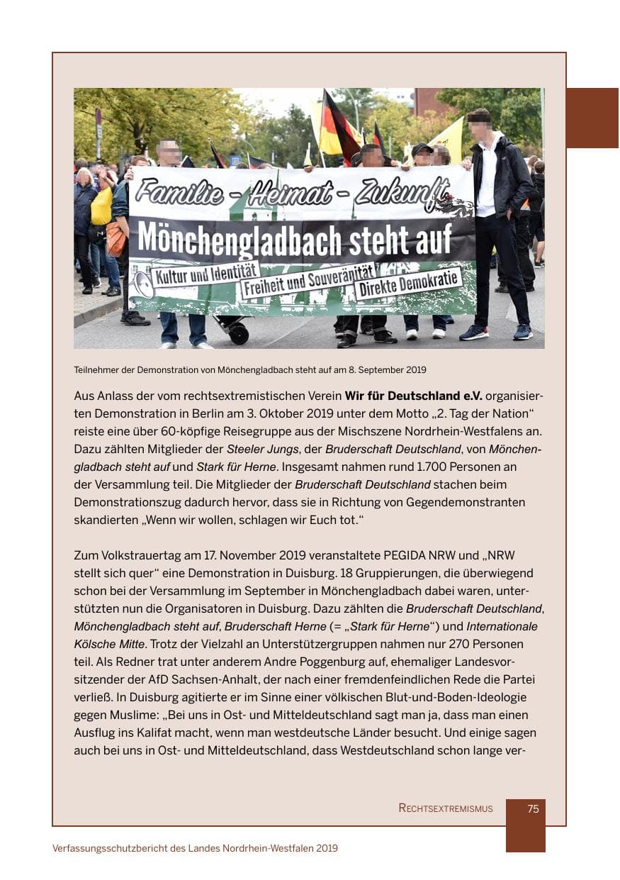 Seite 75 des Verfassungsschutzbericht 2019 Nordrhein-Westfalen