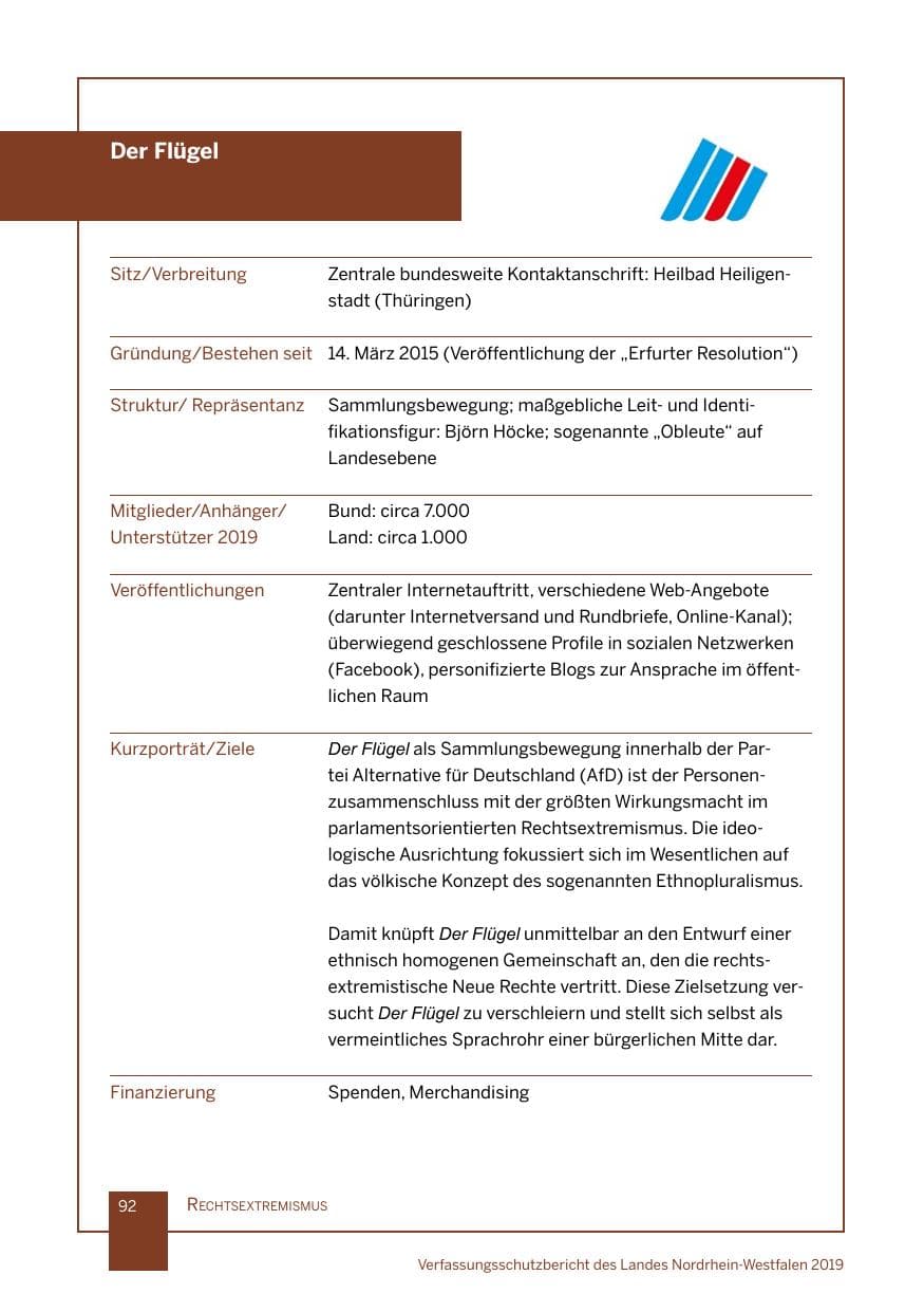Seite 92 des Verfassungsschutzbericht 2019 Nordrhein-Westfalen