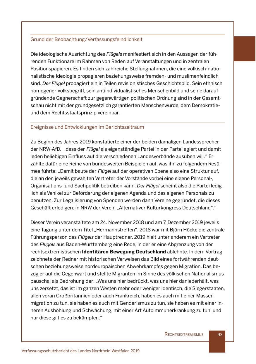 Seite 93 des Verfassungsschutzbericht 2019 Nordrhein-Westfalen