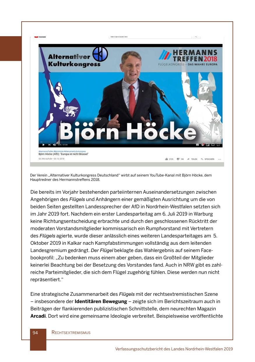 Seite 94 des Verfassungsschutzbericht 2019 Nordrhein-Westfalen