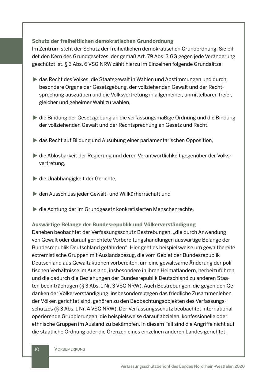 Seite 11 des Verfassungsschutzbericht 2020 Nordrhein-Westfalen