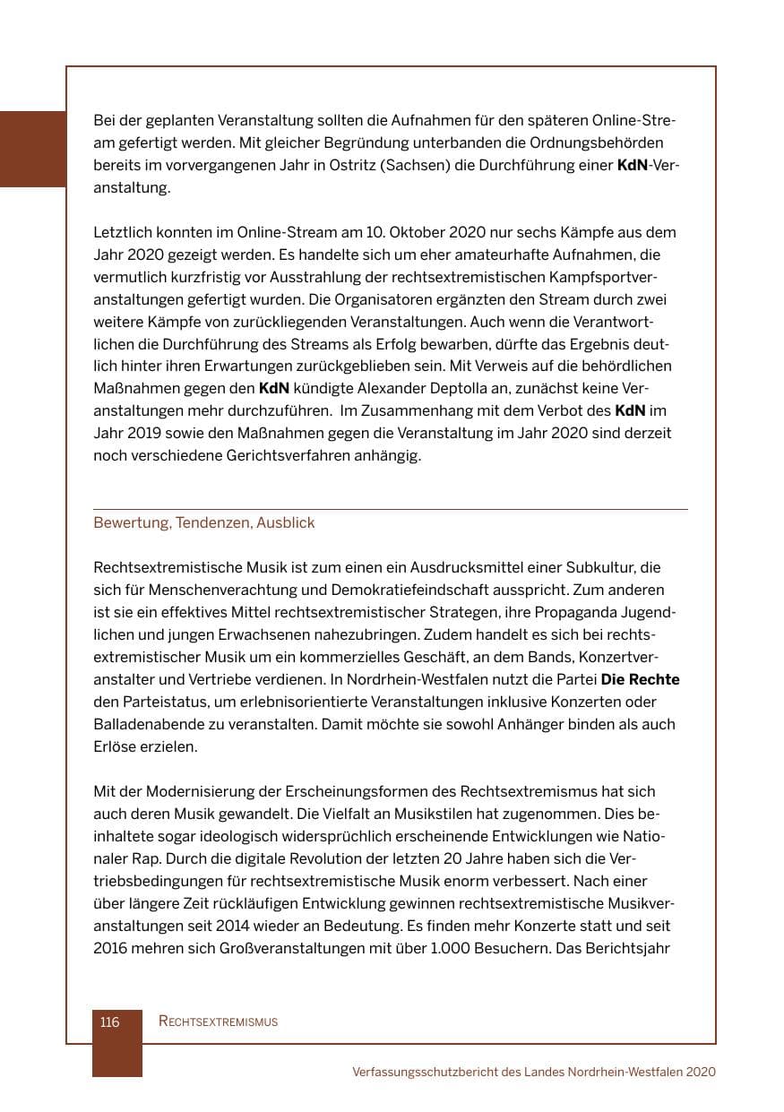Seite 117 des Verfassungsschutzbericht 2020 Nordrhein-Westfalen