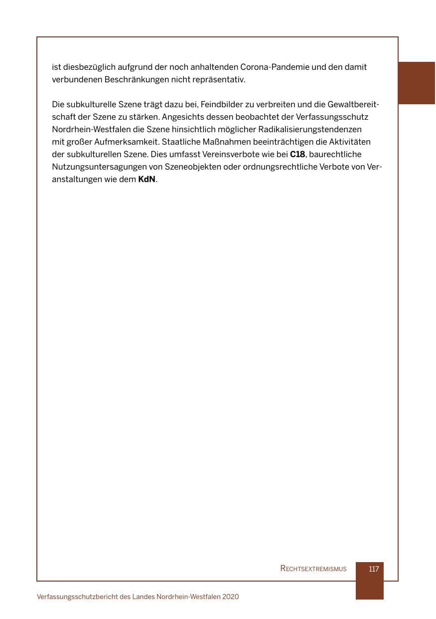 Seite 118 des Verfassungsschutzbericht 2020 Nordrhein-Westfalen