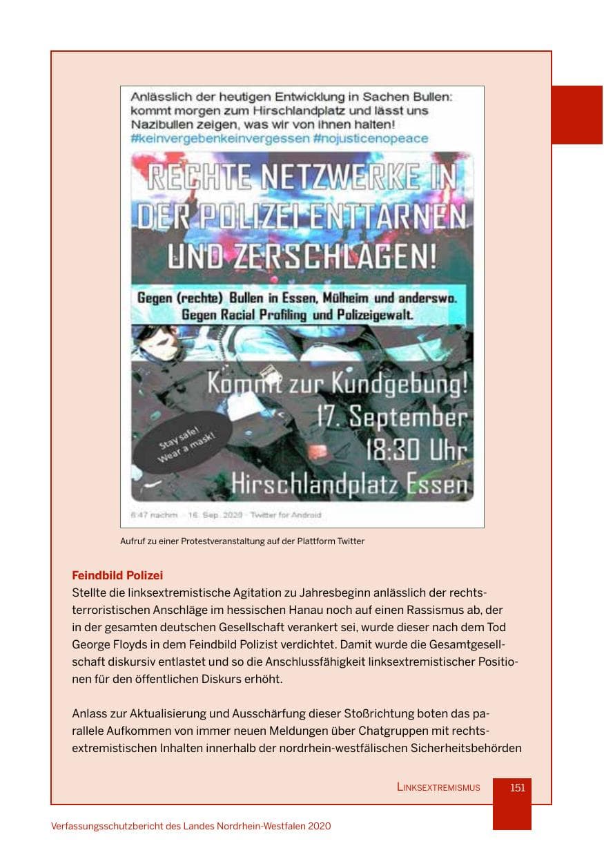 Seite 152 des Verfassungsschutzbericht 2020 Nordrhein-Westfalen