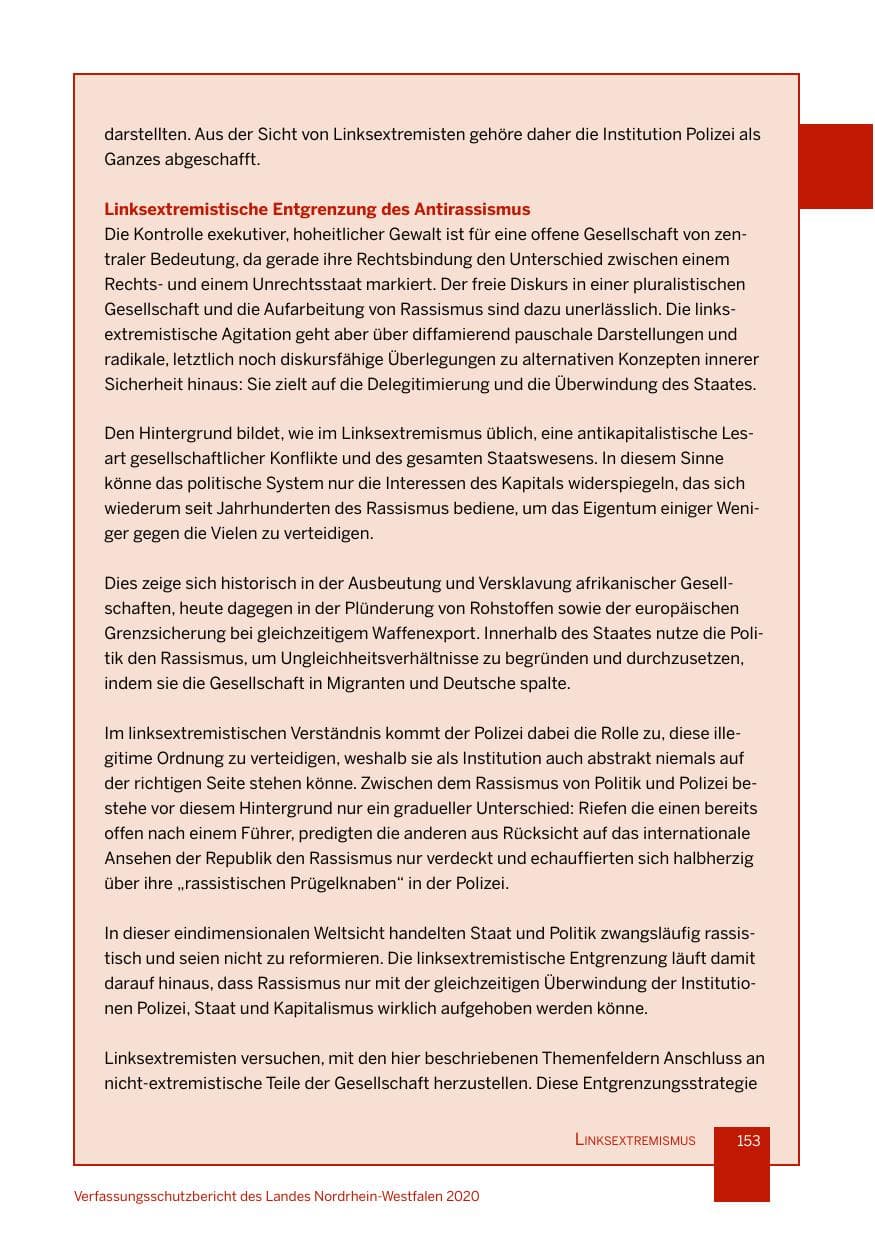 Seite 154 des Verfassungsschutzbericht 2020 Nordrhein-Westfalen