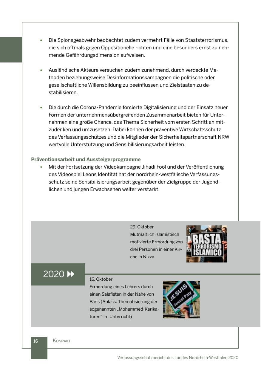 Seite 17 des Verfassungsschutzbericht 2020 Nordrhein-Westfalen