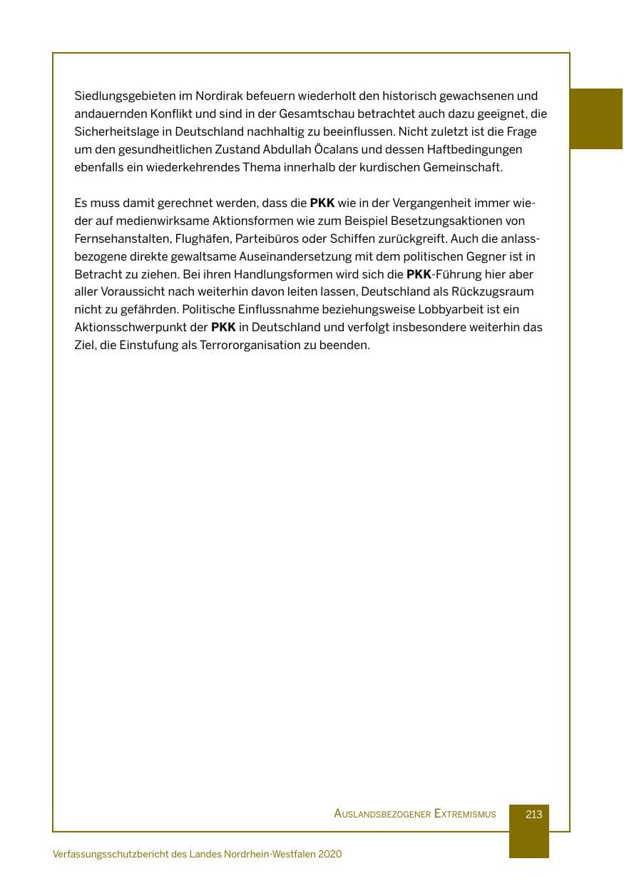 Seite 214 des Verfassungsschutzbericht 2020 Nordrhein-Westfalen