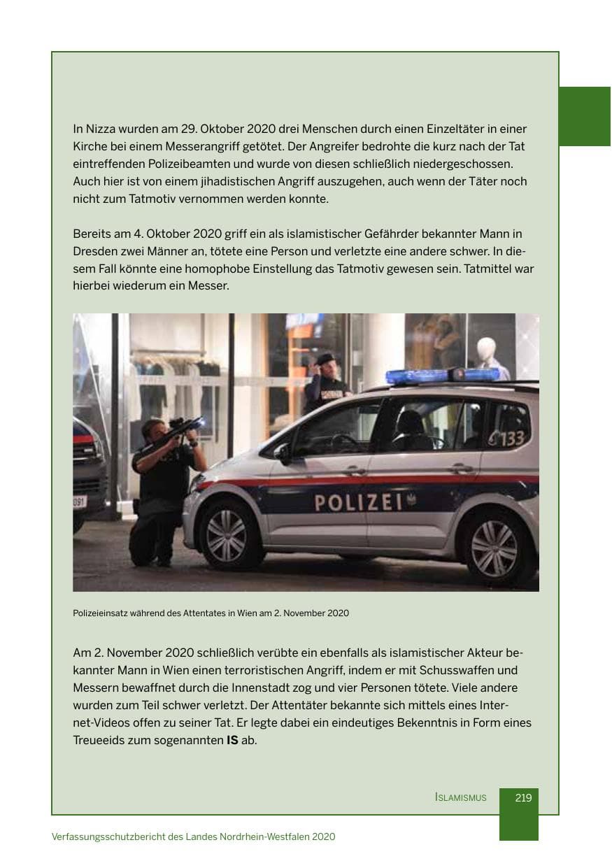 Seite 220 des Verfassungsschutzbericht 2020 Nordrhein-Westfalen