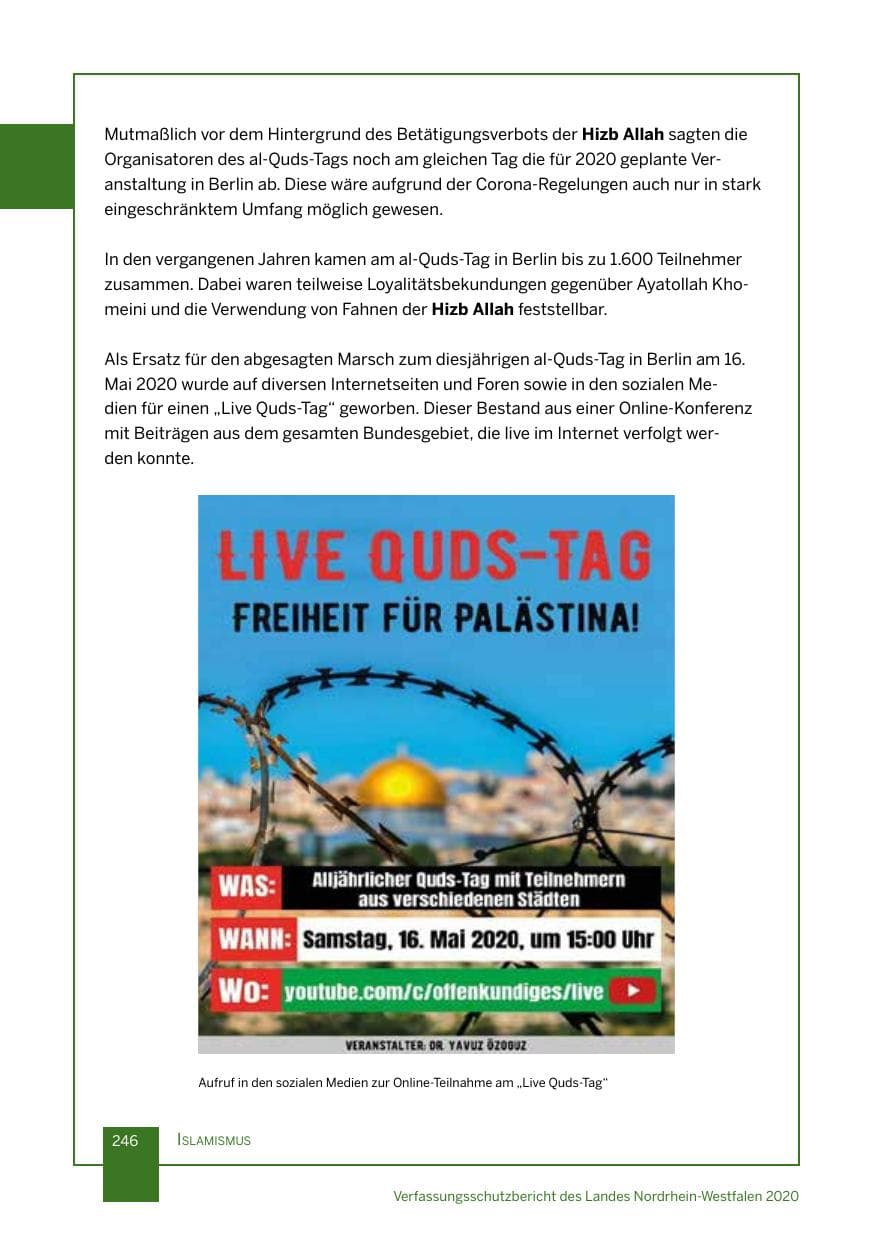 Seite 247 des Verfassungsschutzbericht 2020 Nordrhein-Westfalen