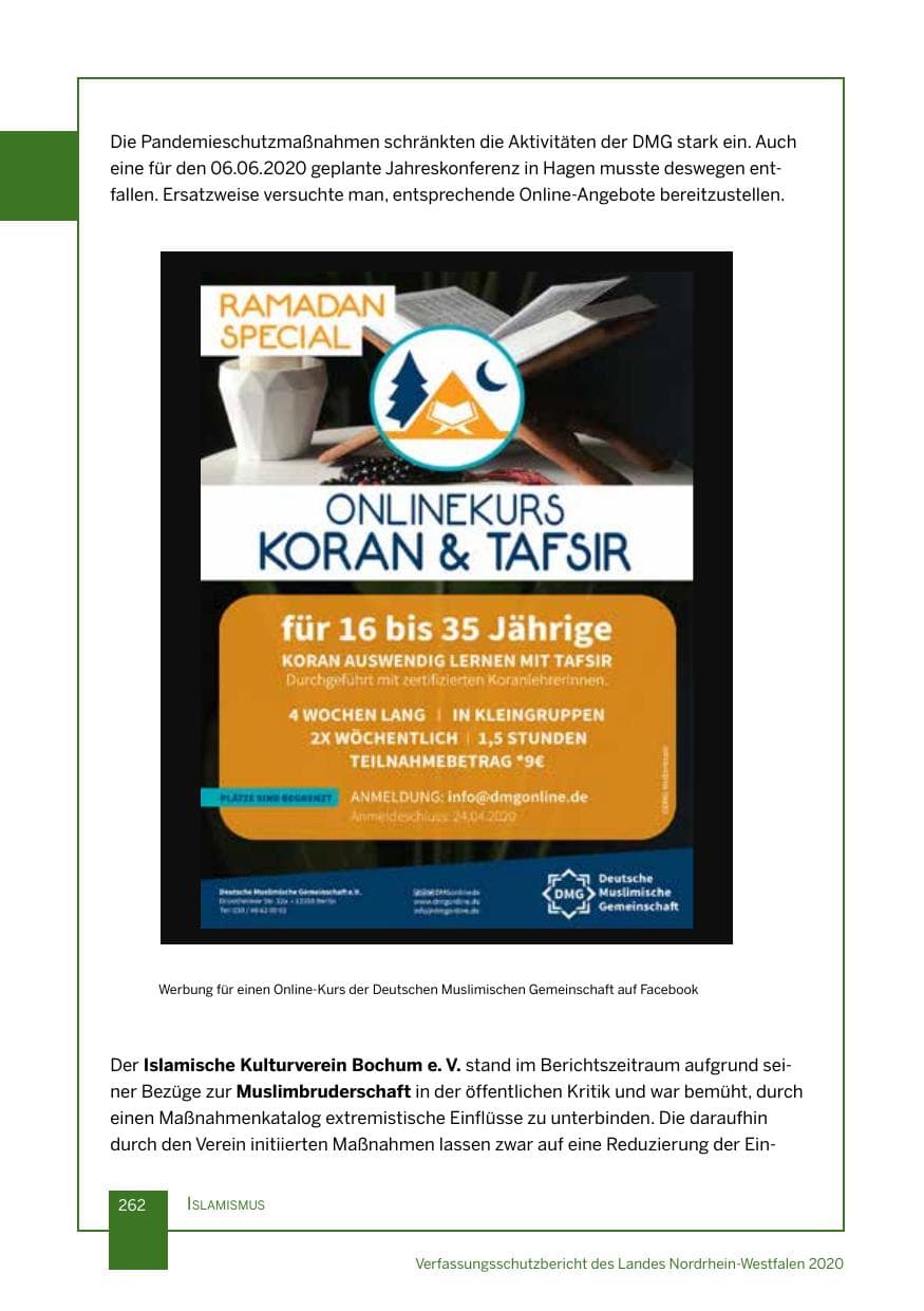 Seite 263 des Verfassungsschutzbericht 2020 Nordrhein-Westfalen