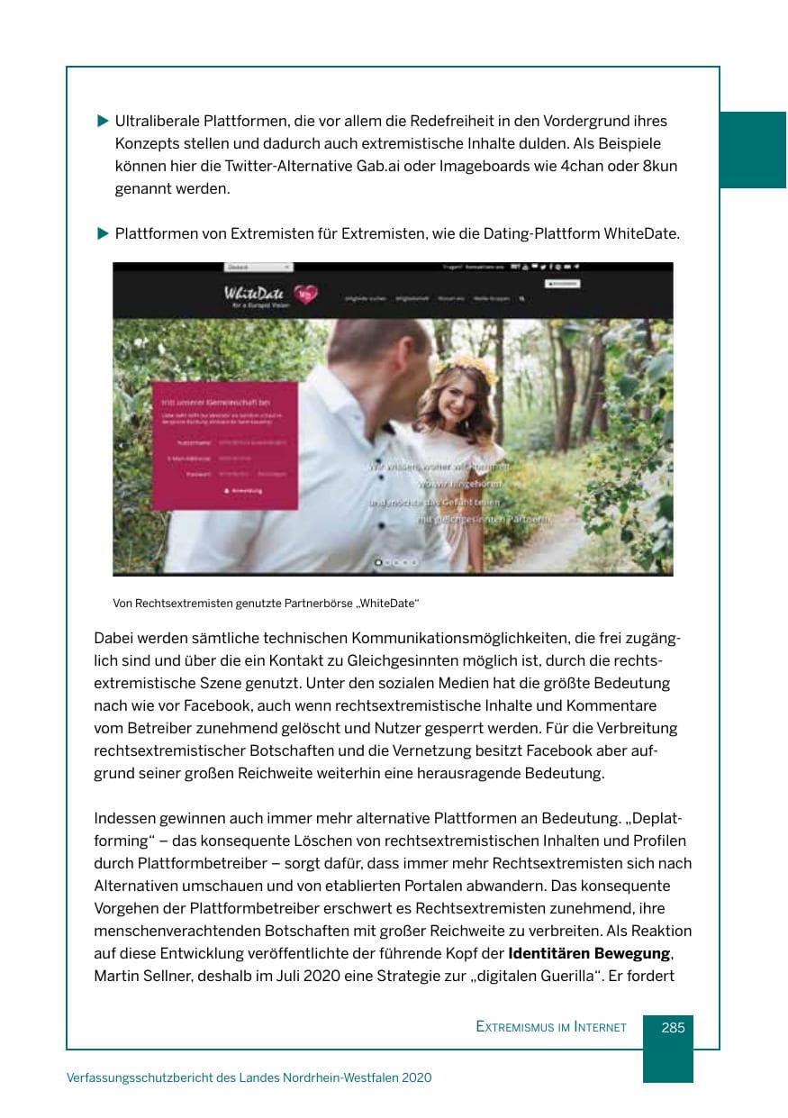 Seite 286 des Verfassungsschutzbericht 2020 Nordrhein-Westfalen