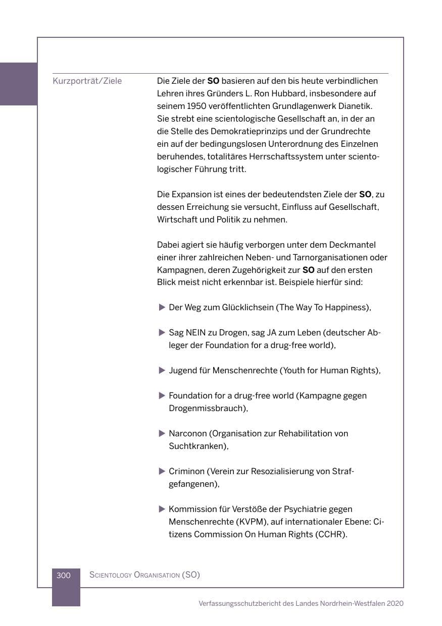Seite 301 des Verfassungsschutzbericht 2020 Nordrhein-Westfalen