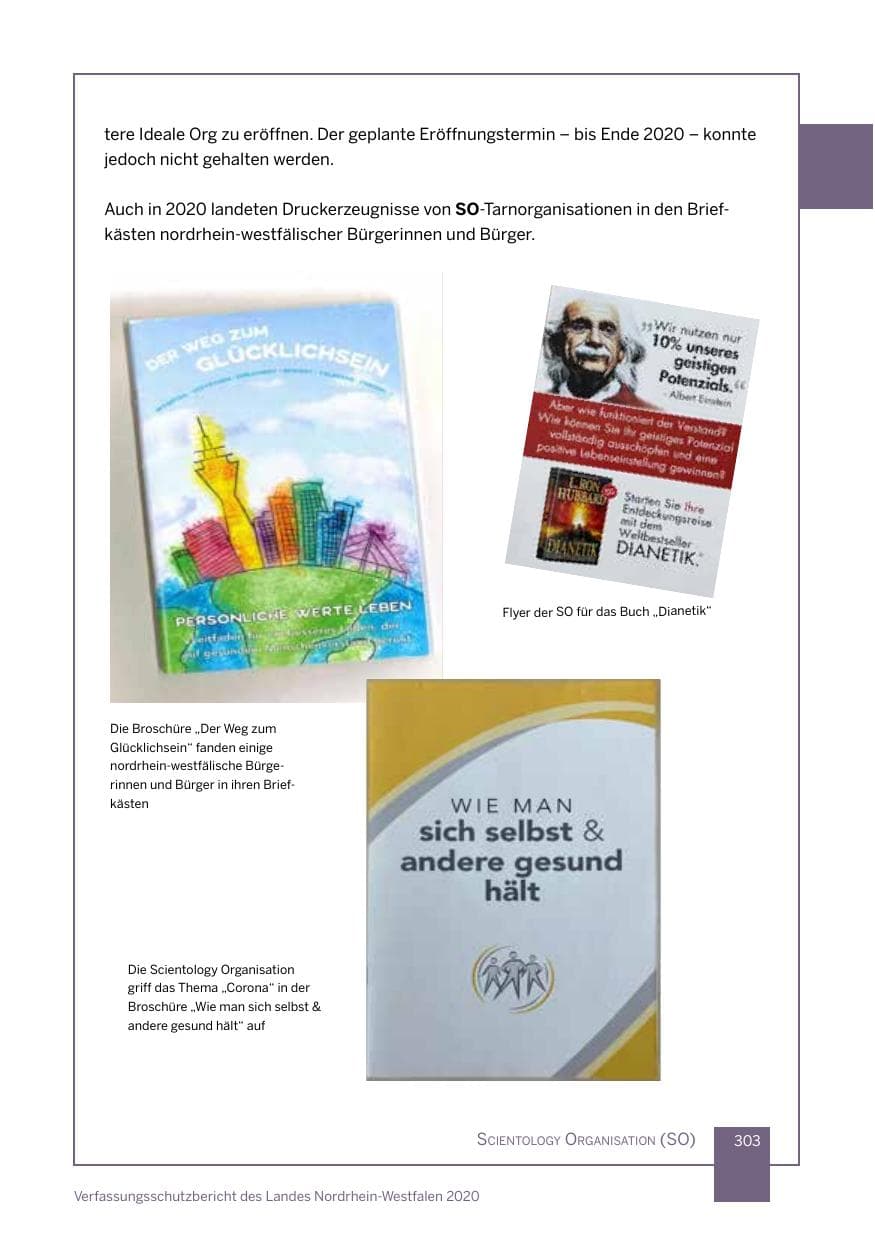 Seite 304 des Verfassungsschutzbericht 2020 Nordrhein-Westfalen