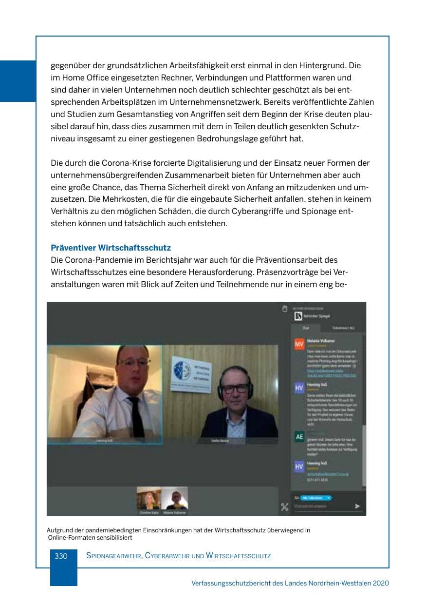 Seite 331 des Verfassungsschutzbericht 2020 Nordrhein-Westfalen